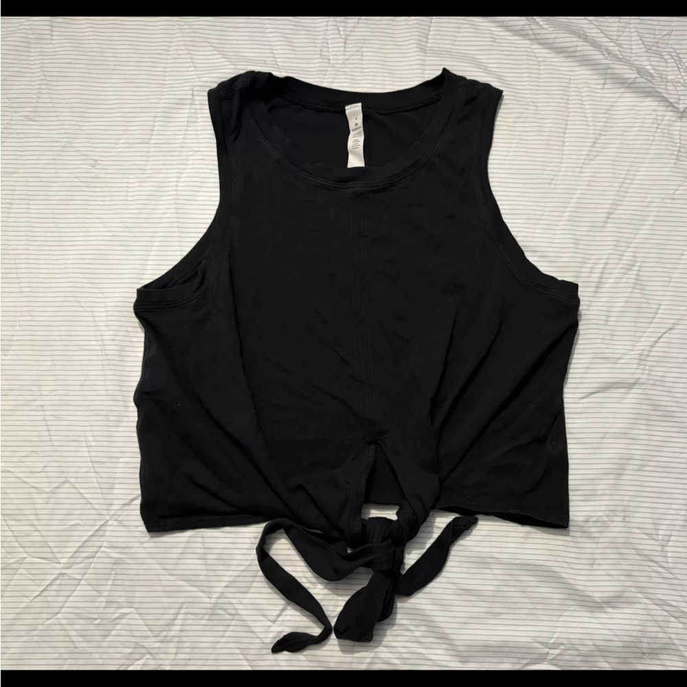 Lululemon Call it A Tie Tank Top Size 4 Black Yoga  Work Out